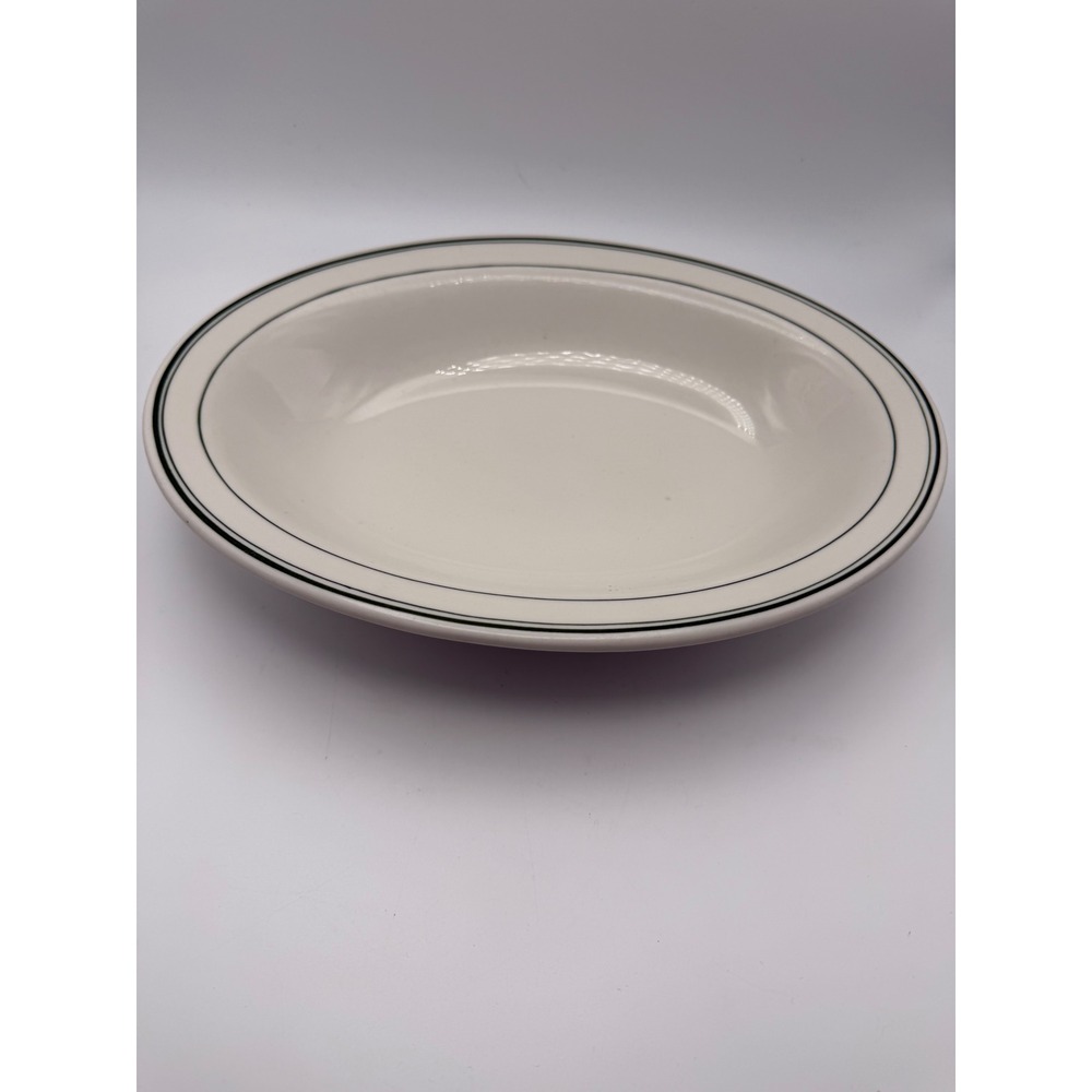 Sterling Vitrified China Oval Serving Bowl Platter Green Stripe Restaurant Ware